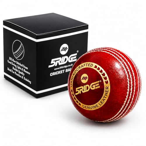 5RIDGE Professional Match Standard Cricket Ball, Genuine Leather, Handcrafted Six-Row Stitched Seam, Adult Cricket Equipment for Club Training and Competitive Matches