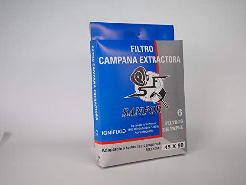 SF SANFOR Filtro papel ignífugo 90X45 (6und) para campana extractora de humo