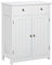 kleankin 75x60cm Freestanding Bathroom Storage Cabinet Unit w/ 2 Drawers Cupboard Adjustable Shelf Metal Handles Traditional Style White