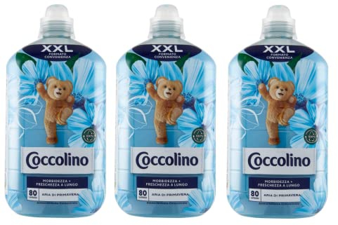 3x Coccolino Ammorbidente Concentrato Aria di Primavera Convenience-Format XXL Konzentrierter Weichspüler Frühlingsluft 80 Wäschen 1,750 Lt