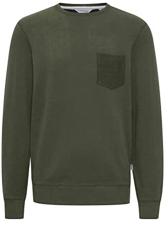11 Project PRPulo Herren Sweatshirt Pullover Pulli mit Rundhalsausschnitt O-Neck mit Brusttasche, Größe:XL, Farbe:Forest Night (190414)