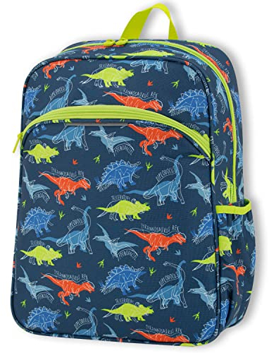 OFITURIA Schulrucksack für Jungen, Rucksack anpassbar ans Auto, ergonomisch gepolsterte Träger, atmungsaktives Material, Kinderrucksack mit Vordertasche und Seitentasche (Jurasic)