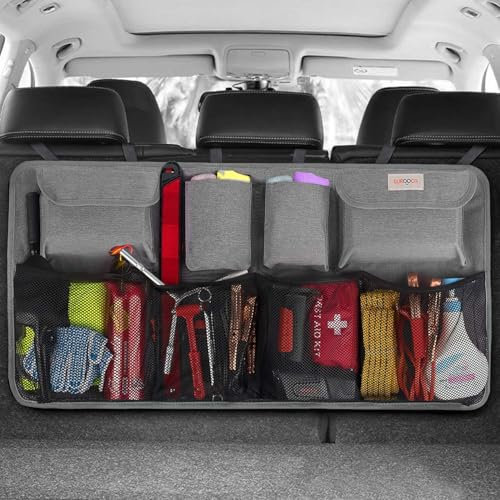 SURDOCA Auto Kofferraum Organizer für SUV, [7 Mal AKTUALISIERT] Auto Kofferraumtasche, Autozubehör Innenraum, Platzsparexperte, Grau XL