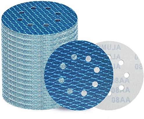 80Stk 125mm Klett Schleifpapier, Exzenter Schleifscheiben, 8-Loch Korn 320 Schleifpads, Schleifmittel Resistent gegen Zusetzen für Exzenterschleifer Schleifmaschine Poliermaschine