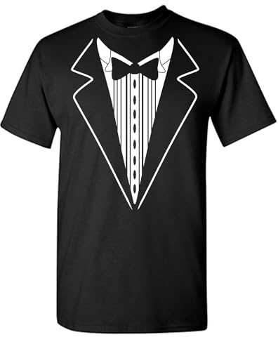 Feelin Good Tees Black Tie Tuxedo School Formal Graduation Prom Tux T Shirt L Black