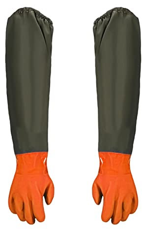 thirei Guantes de Estanque, Guantes Largos de Goma Impermeables, Guantes Gruesos Para el Cuidado del Acuario y del Estanque, Guantes de Jardinería, 70 cm, 1 Par