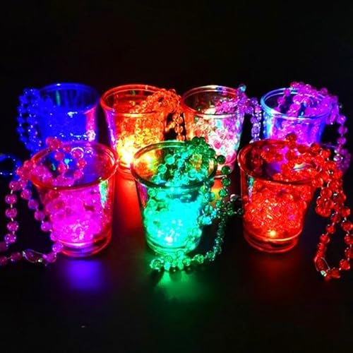 7 Piezas de Vaso de Chupito, Coloridos Vaso de Chupito de Plástico, Collar de Vaso de Chupito con Cuentas perfecto para Mardi Gras, disfraces, Mardi Gras, fiestas de neón y Navidad
