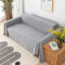 Mesnt Sofabezug Polyester, Chenille Sofaüberwurf Decke Couch Einfarbig Grau, 180x150CM