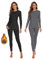 YADIFEN Damen Thermounterwäsche Set 2er Atmungsaktiv Damen Winter Warme Unterwäsche Skiunterwäsche Damen, Winter Thermo Base Layer für Alltag, Skifahren, Wandern, Joggen,Sport,Schwarz+Grau,L