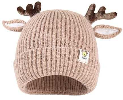 Baby Jungen Mädchen Rentier Strickmütze Geweih Baby Wintermütze Kinder Beanie Mütze