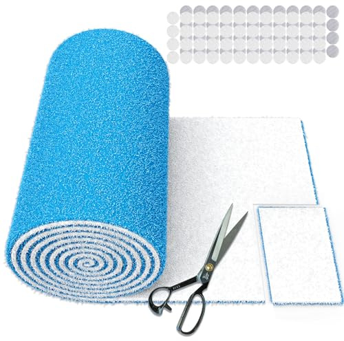 UBeesize Air Vent Filters, 120 x 12 Cut to Size Air Filter Material (50+ Filters), MERV 8 Triple Vent Filter Kit for Home Floor, Grilles, Ceiling, HVAC Furnace Vents, With 48PCs Adhesive Hook Tape