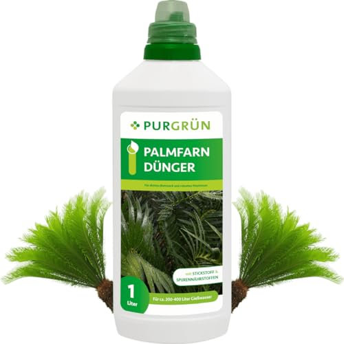 Purgrün® Palmfarn-Dünger 1 Liter – Fördert schnelles, gesundes Wachstum – Premium-Flüssigdünger mit Spurennährstoffen – Stärkt die Widerstandskraft – Für bis zu 400 Liter Gießwasser