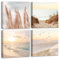 CHDITB 4 Stück,40 * 40cm,Strand Wandkunst,Küstenlandschaft Sonnenuntergang Bilder,Meer Möwe Schilf Leinwand Dekoration,Moderne Meeresansicht Poster Set Schlafzimmer Bad Wohnzimmer Dekoration