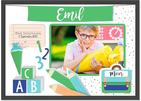 OWLBOOK® Einschulung Junge | Einschulung Mädchen | Einschulung Geschenk Jungen Mädchen | Fotogeschenke mit eigenem Foto personalisiert | Meine Einschulung Junge | Papier
