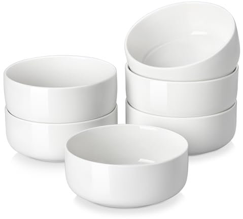 MALACASA Müslischalen 6er Set, 700ml Suppenschalen Porzellan Salatschüssel Set Dessertschalen Frühstücksschalen Keramik Große Schüsseln Set für Nudeln, Salat, Obst, Serie LUNA Weiß