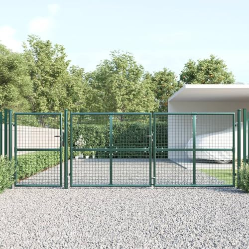 ShGaxin Puerta de Malla de jardín Acero galvanizado Verde 400x175 cm, Puertas para Jardin, Puertas De Exterior, Valla Jardín, Rejas para Puertas De Entrada