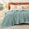 EMME Gewebte Musselin Decke Baumwolle & Fleece Sofadecke Tagesdecke, 200x230, Flauschig Kuscheldecke für Couch Weich Leichte Atmungsaktive Überwurfdecke,Türkisblau