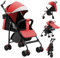 Buggy, Kinderwagen Zusammenklappbar mit Wattepads und Moskitonetzen, Reise-Kinderwagen mit Liegefunktion, Kann Sitzen oder Liegen (rot)