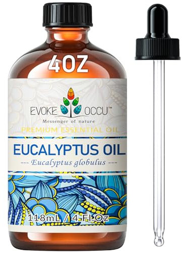 EVOKE OCCU Aceite Esencial de Eucalipto 4 Oz, Aceite Puro de Eucalipto para Masaje Aromaterapia Difusor Fragancia DIY Vela Jabón- 4 FL Oz