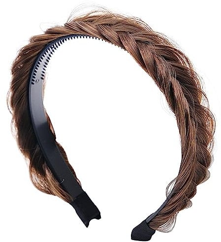 OVBOVA Haarband Geflochten Haare, Breit Geflochtenes Stirnband,Zopf Perücke Haarband,Haarreifen Geflochten Haarteil Unordentlich Geflochtenes Stirnband mit Zähne Flechten Mode Haarschmuck für Damen