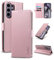 Yunubeyii Cover Libro per Samsung Galaxy S24 Ultra - [Blocco RFID] Luxury PU Leather Portafoglio Card Holder Magnetic Phone Custodia con Kickstand, Cover Protettiva Antiurto, Rosa