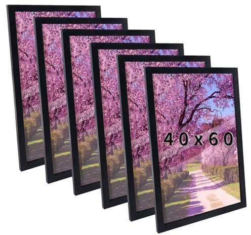 Truevaste 6 Stk. Bilderrahmen 40x60 cm Schwarz, MDF Fotorahmen, Klassischer Bilder Rahmen für Wand Tischbilderrahmen Picture Frame für Poster Dokument Hochzeitsfotos Abschlusszeugnis Jubiläum Geschenk