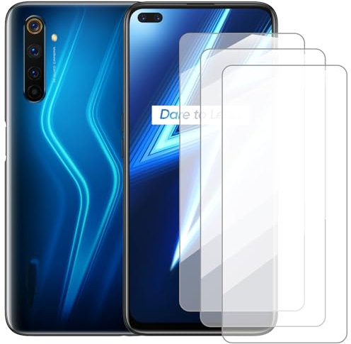 Damolong Protector de pantalla compatible con Realme 6 Pro(6.6 pollici) [paquete de 3] película protectora de vidrio templado adecuado para Realme 6 Pro