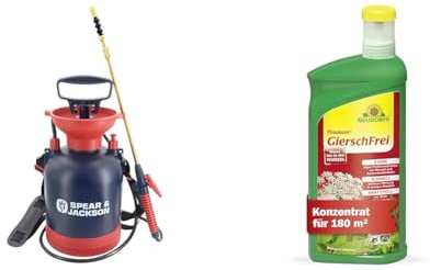 Spear & Jackson 3l-Allzweck-Pump-Action-Drucksprüher+Neudorff Finalsan GierschFrei – Schnell wirkender Unkrautvernichter gegen Giersch und Ackerschachtelhalm für 180m². Wirkt bis in die Wurzel,1l
