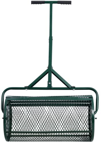 Peat Moss Spreader 24inch,Compost Spreader Metal Mesh,T Shaped Handle for Planting Seeding,Lawn and Garden Care Manure Spreaders Roller (39 * 27.5 * 13)