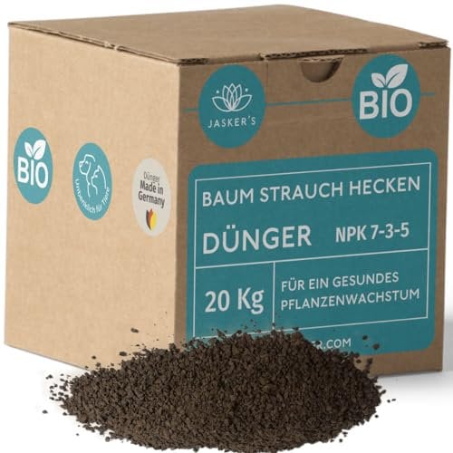 Baum-Dünger Strauch-Dünger & Hecken-Dünger Herbst 20 Kg - 100% Bio & Tierfreundlich Baum Strauch Heckendünger - NPK Dünger - Dünger für Bäume - Ideal für Liguster, Hainbuchen & Koniferen