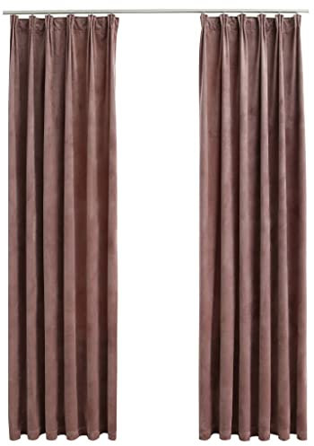 vidaXL 2X Vorhang Verdunkelung mit Haken Verdunkelungsvorhang Kräuselband Thermo Gardine Blickdicht Vorhänge Samt Antik-Rosa 140x245cm