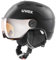 uvex junior visor pro - Skihelm für Kinder - mit Visier - individuelle Größenanpassung - black - 54-56 cm