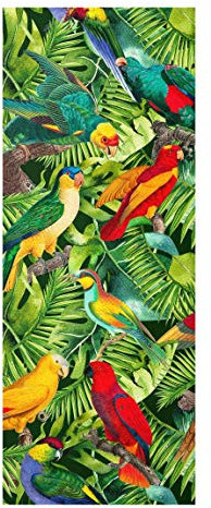 Glasbild - Bunte Collage - Papageien im Dschungel - Panel 80 x 30cm