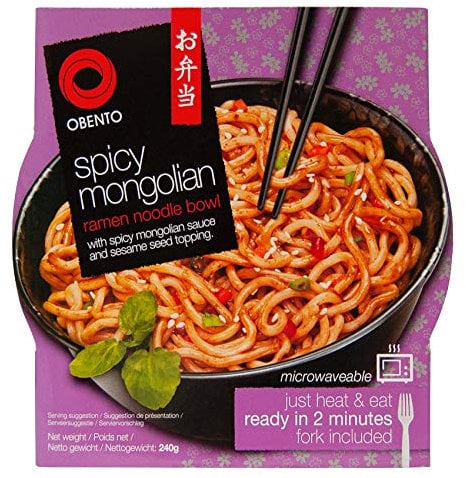Obento Spicy Mongolian Ramen Noodle Bowl, Fertiggericht für die Mikrowelle, 240 g