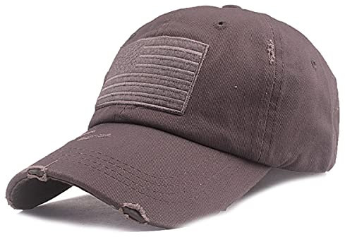 Sporty Baseballcap U.S.A. Flag Fahne USA Vintage Style Used Washed Look Retro Amerika Kappe Mütze Cap Schirmmütze Basecap (grau)