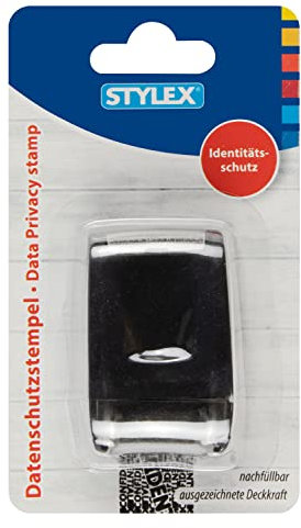 Stylex 31258 31258-Datenschutz-Stempel, Roll-Stempel 17 mm breit, mit schwarzer nachfüllbarer Tinte zum Schutz sensibler Daten vor Identitätsdiebstahl