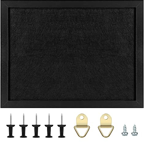 Okydoky Pinnwand aus Kork Mit Filz, Holzrahmen für Wände Mit Pins, Ösenschrauben, Dichtungen, Schrauben - für Büro, Schule und Zuhause (Komplett Schwarz, 1 Stück, UK)