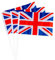 Trimming Shop Union Jack Hand Wave Flag 50pcs, Großbritannien England National Stick Flags Hand Held Small PVC Flag for Queen's Platinum Jubilee Celebration, Royal Events, BBQ, Party Decoration