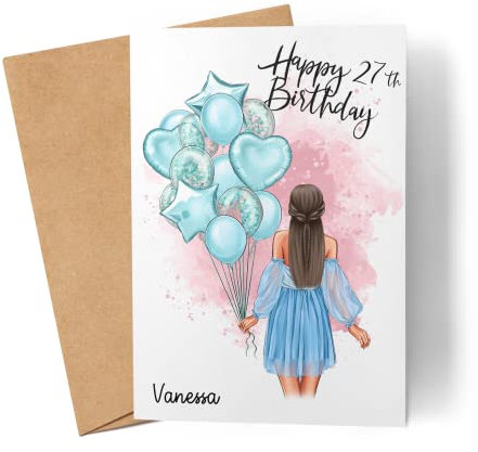 Kiddle-Design Karte Geburtstag Frau Mädchen Geburtstagskarte Frau Freundin Happy Birthday Karte Card Faltkarte Grußkarte Personalisiert Geschenk