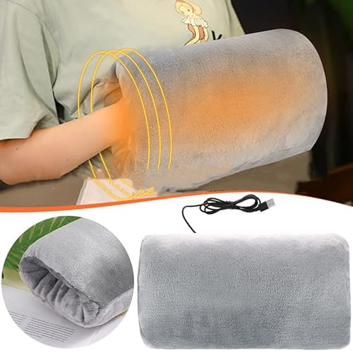 USB Hand Warmers Reusable Hand Warmer Heated Gloves Handwarmers Muffs Bag Electric Heated Gloves for Women Men Elder Winter Indoor Outdoor Camping Xmas Gifts Grey