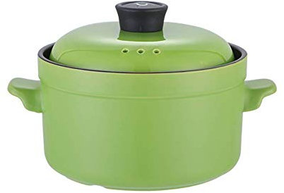 Olla de Sopa Antiadherente con Tapa y asa, Cacerola de Barro para Braise Pan, cazuela de cerámica, Utensilios de Cocina de cocción Lenta para estofar bibimbap Verde 2,5 l