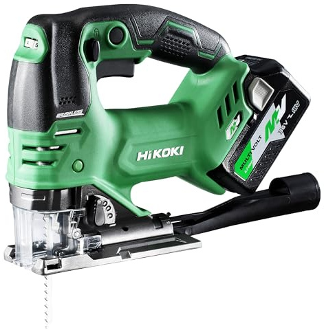 HIKOKI Akku-Stichsäge (Bügelgriff) CJ36DA (36V, 2x2,5 Li-ion Akku, Brushless Motor, Gehrungsschnitte R/L: 45 °, Sägehub: 26 mm, Leerlaufhubzahl: 800-3500min-1, Lieferumfang komplett im HSCIII Koffer.