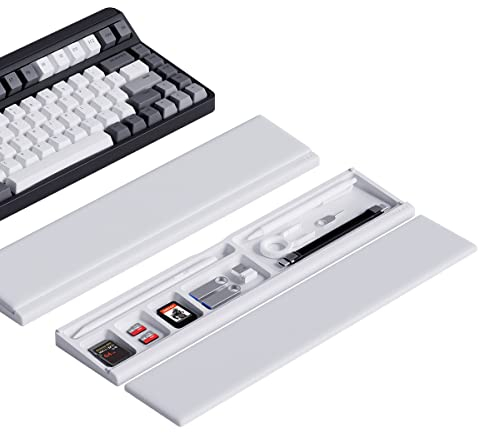 Hagibis Tastatur Handgelenkauflage Pad Unterstützung mit Desktop Partition Aufbewahrungskoffer, Ergonomisch Weicher Memory Foam,Anti-Rutsch Gummiboden für Computertastatur,Laptop,Büro,Zuhause (weiß)