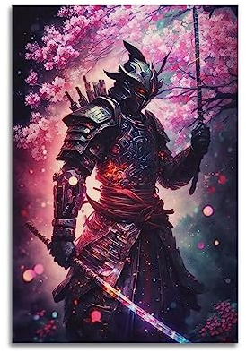 VZRSQZK Sakura Samurai-Poster, dekoratives Gemälde, Leinwand-Wandposter und Kunstdruck, modernes Familienschlafzimmer-Dekor-Poster, 50 x 75 cm