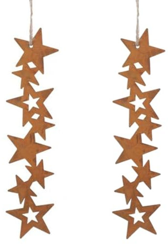 MACOSA CP53744_x2 Dekogirlande Sterne 2er Set Metall Rost 21 cm Girlande Weihnachtsdeko zum hängen Anhänger Dekohänger Hängedekoration Weihnachten Winter Winterdeko