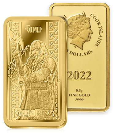 The Lord of the Rings Gimli 0.5g Fine Gold Coin Bar Cook Islands 5 Dollar 2022