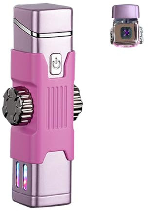 TIKIUKI Elektrisches Sturmfeuerzeug - Wiederaufladbares Flammenlos Winddicht Plasma Lichtbogen Feuerzeug Mit Wippe Dekompression (Rosa)