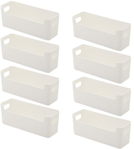 FYting Aufbewahrungskorb,8 Stück Badezimmer Organizer, Schubladen Organizer,Schminktisch Organizer,U-Port-Organizer Box für Schreibwaren, Socken, Unterwäsche, Datenkabel(Weiß, 25,5x8,5x8 cm)