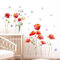 Tanlaby Rote Mohnblumen Wandtattoo, Aquarell Blumen Schmetterling Wandsticker Abziehen und Aufkleben Selbstklebende Abnehmbare Wandaufkleber für Wohnzimmer Schlafzimmer TV Hintergrund Dekoration