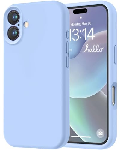 LOVE 3000 Designed for iPhone 16 Case, Premium Silicone with [Soft Anti-Scratch Microfiber Lining] Shockproof Protective Phone Case for Lanyard 6.1, Light Blue